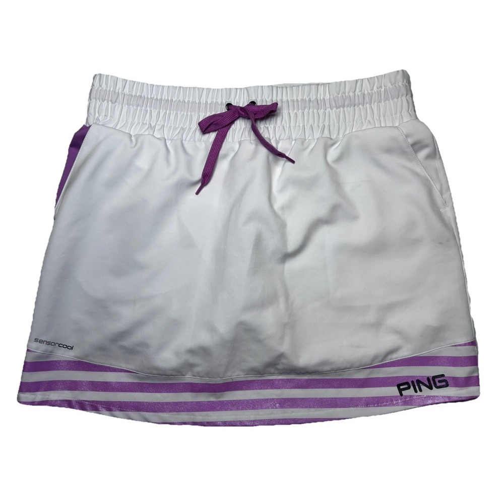 PING Kaitlin Sensorcool Golf Skort White Purple Womens Large Athletic Tennis